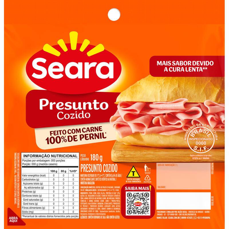 Seara presunto cozido fatiado (180 g)