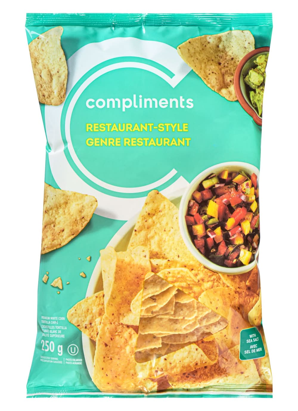Compliments Restaurant Style White Corn Tortilla Chips With Sea Salt (250 g)