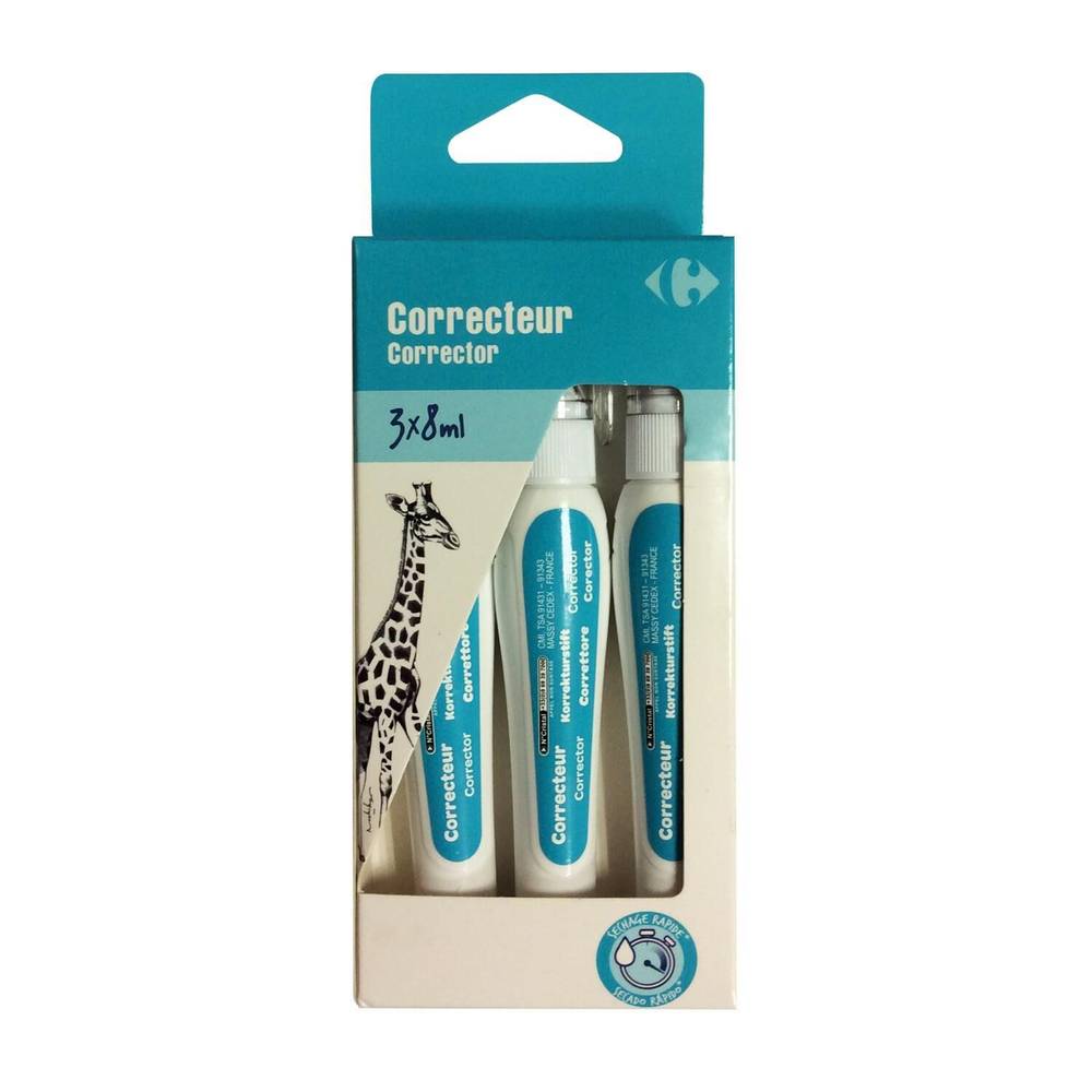Carrefour - Correcteur stylos (3 pièces, 8 ml)