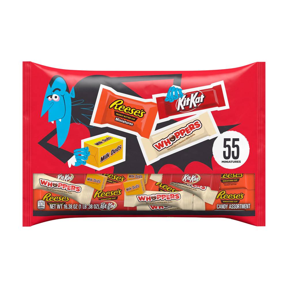 Hershey's Miniatures Halloween Candy Bag, Assorted (0.29 oz, 55 ct)