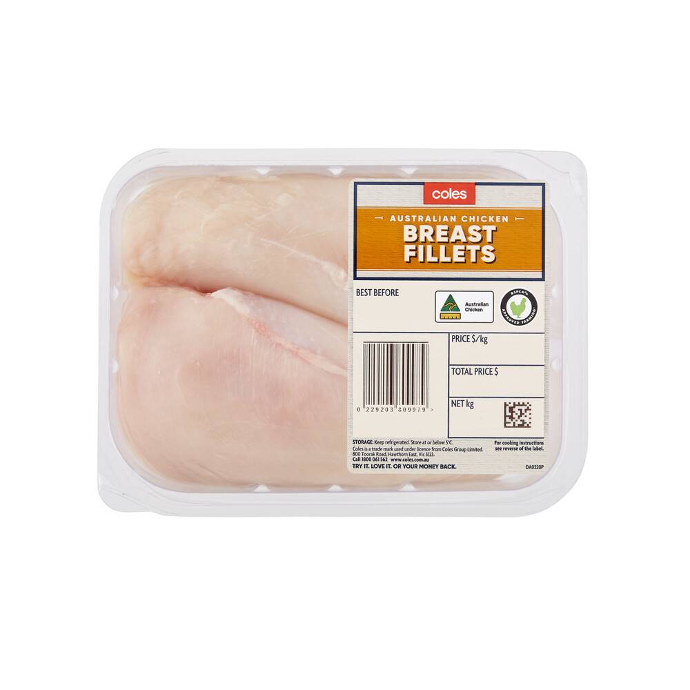 Coles RSPCA Approved Chicken Breast Fillets Small Pack approx. 600g