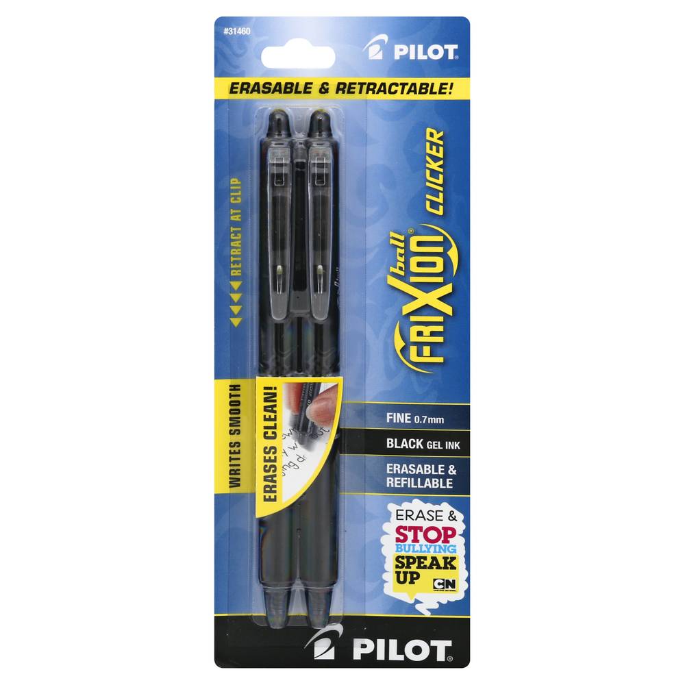 Pilot Ball Frixion Clicker Black Gel Ink Fine Pens