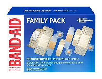 Band-Aid Family Variety Sheer Fabric Adhesive Bandages, 1.75 x 4, 280/Box (4711)