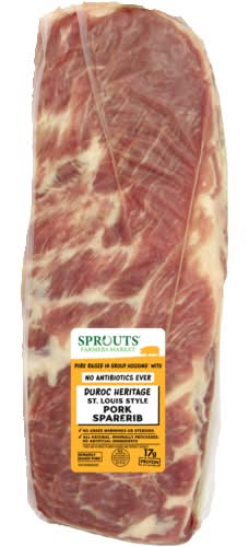 Sprouts St. Louis Pork Spareribs, Previously Frozen No Antibiotics Ever (Avg. 3.3lb)