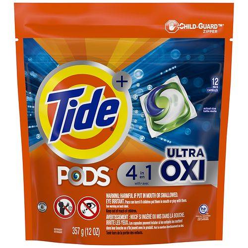 Tide Pods Liquid Laundry Detergent  Pacs,  4-in-1 Ultra Oxi - 12.0 oz