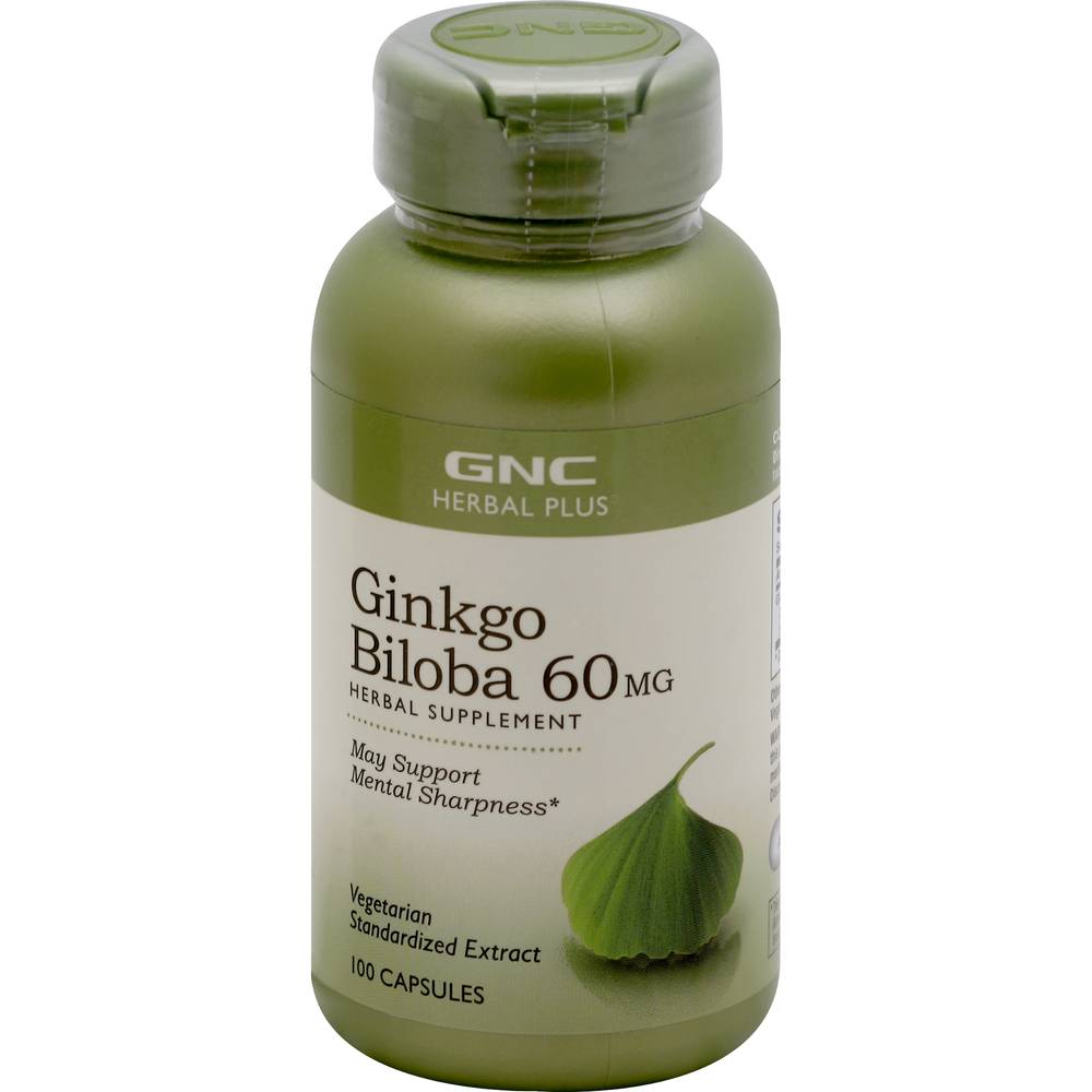 Gnc Ginkgo Biloba 60 mg Herbal Supplement Capsules (100 ct)