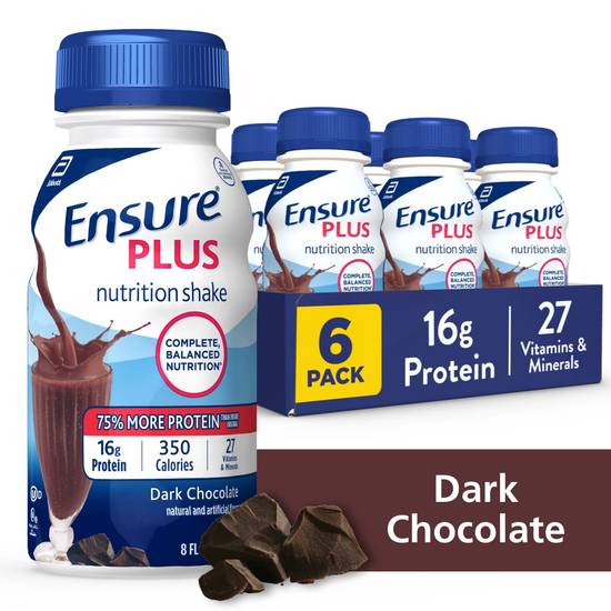 Ensure Plus Nutrition Shake Dark Chocolate Ready-to-Drink 8 fl oz, 6CT