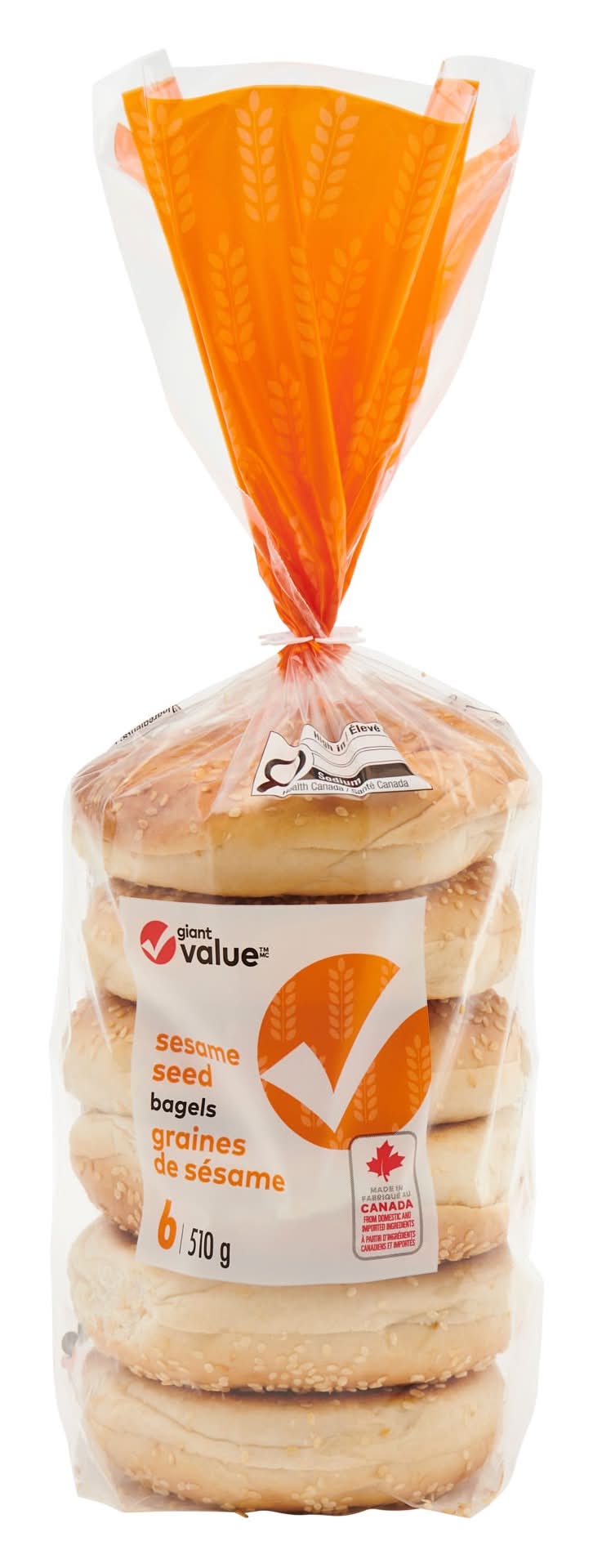 Great Value Sesame Seed Bagels (510 g, 6 ct)