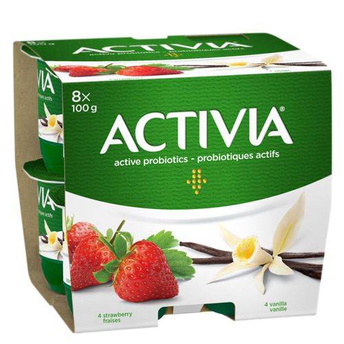 Activia yogourt probiotique fraise/vanille (8 x 100 g) - probiotic yogurt stawberry and vanilla (8 x 100 g)