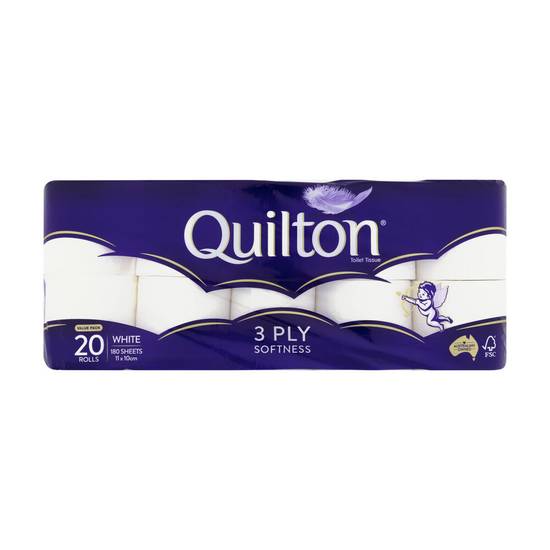 Quilton 3 Ply White Toilet Paper 20 pack