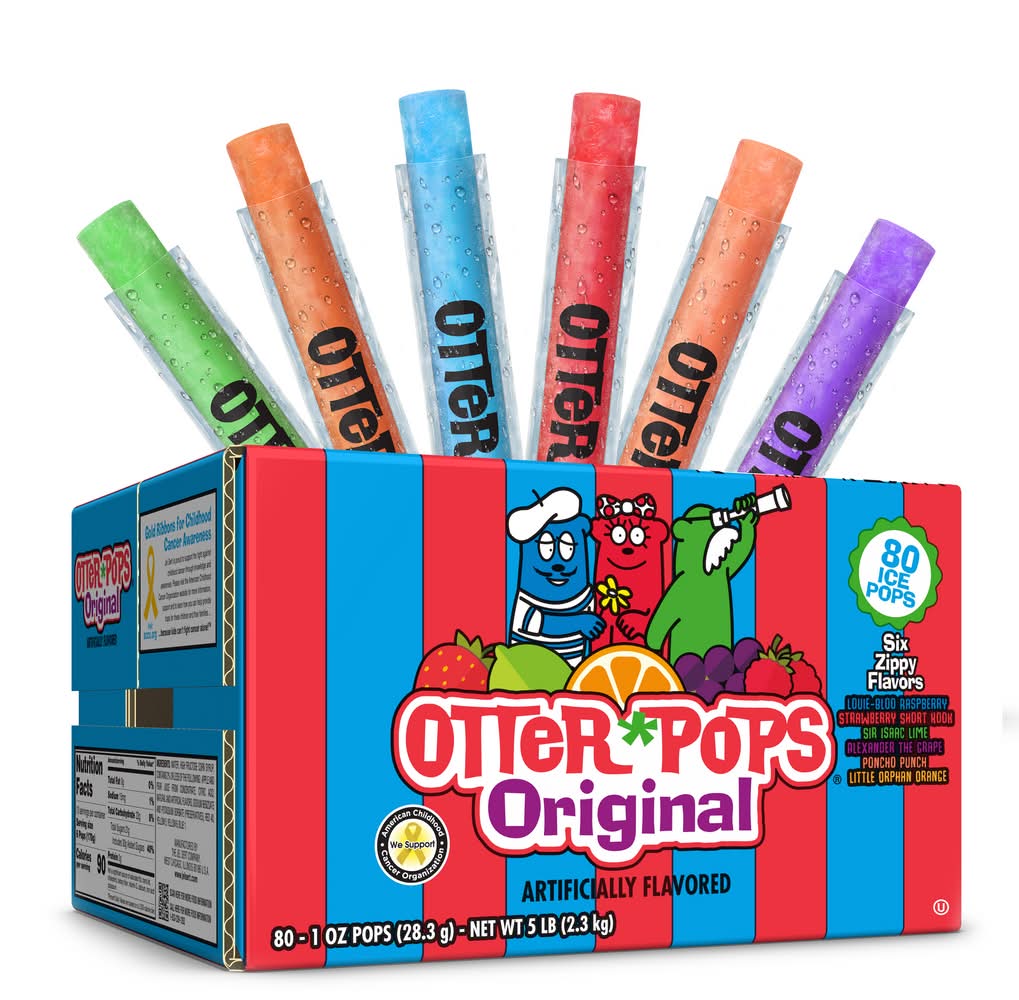 Otter Pops Original Freezer Ice Pops, Assorted (80 x 1 oz)