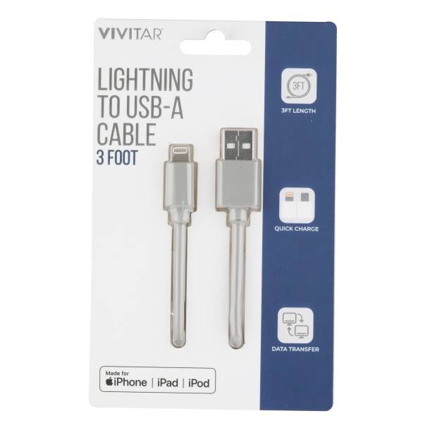 Vivitar Lightning To Usb-A Cable (36 in/gray)
