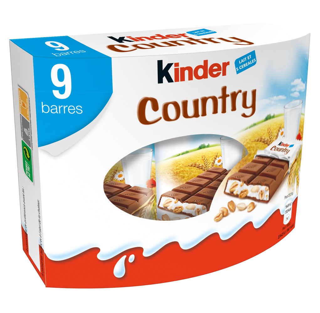 Kinder - Country barres céréalières enrobées de chocolat supérieur au lait (211g)