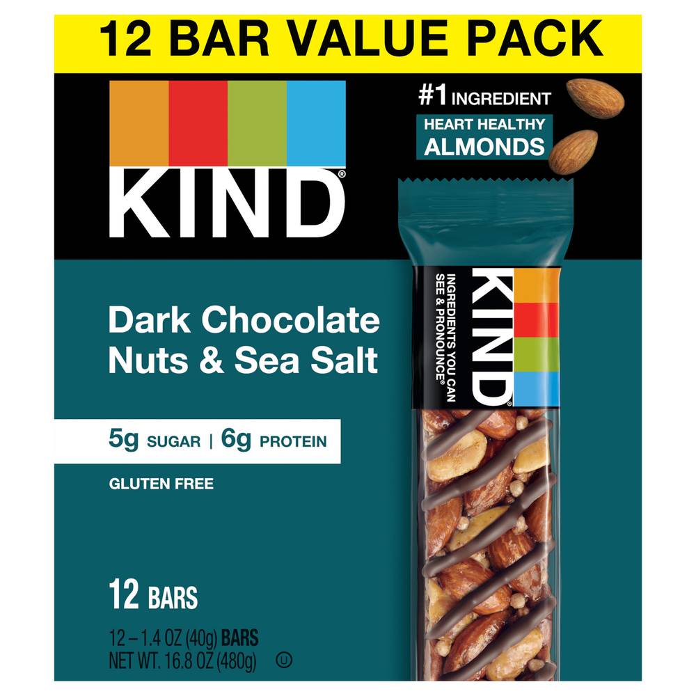 Kind Dark Chocolate Nuts & Sea Salt Bars (12 ct)