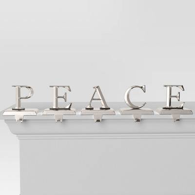 5pk Metal PEACE Silver Christmas Stocking Holder - Wondershop™