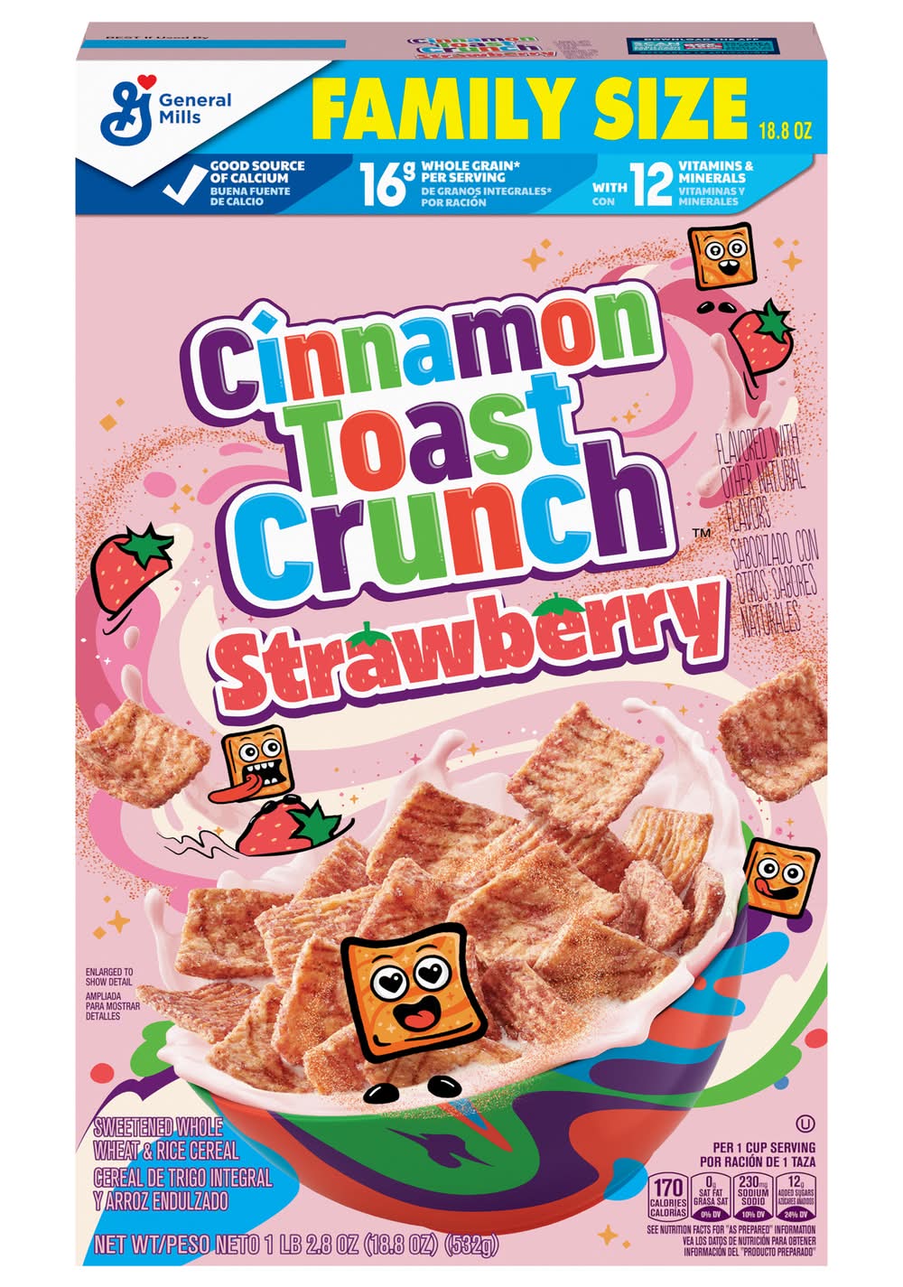 Cinnamon Toast Crunch Breakfast Cereal Family Size, Strawberry (18.8 oz)