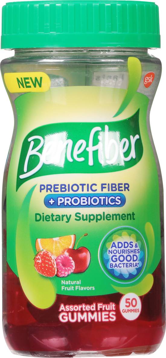 Benefiber Prebiotic Fiber Supplement For Digestive Health Assorted Fruit Flavor Gummies (50 ct)