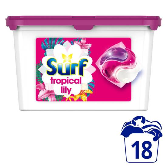 Surf Tropical Lily 3 in 1 Laundry Detergent Washing Capsules 18 Washes