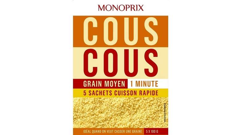 Monoprix Couscous grain moyen Les 5 sachets cuisson de 100g