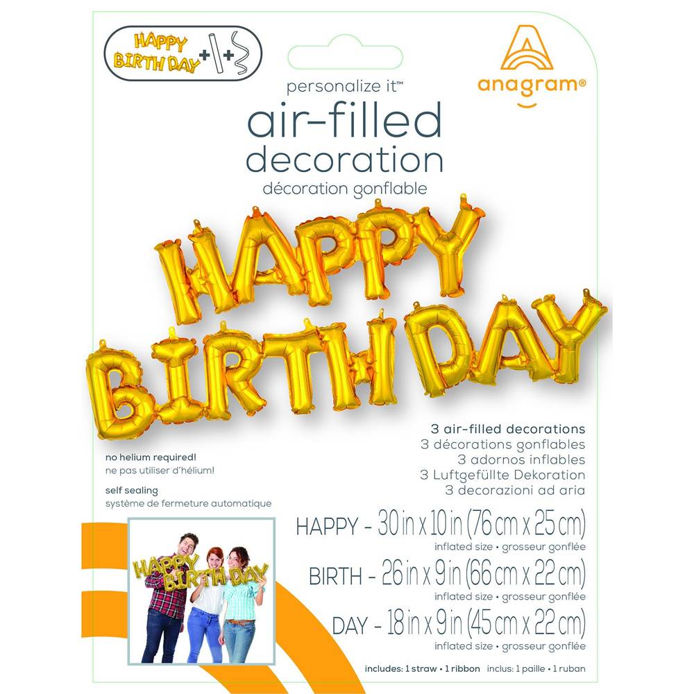 Anagram Air Balloon ""Birthday"", Gold
