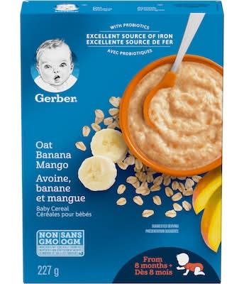 Gerber céréales pour bébés avec probiotiques - baby cereals with probiotics (8+ mois/avoine banane & mangue)