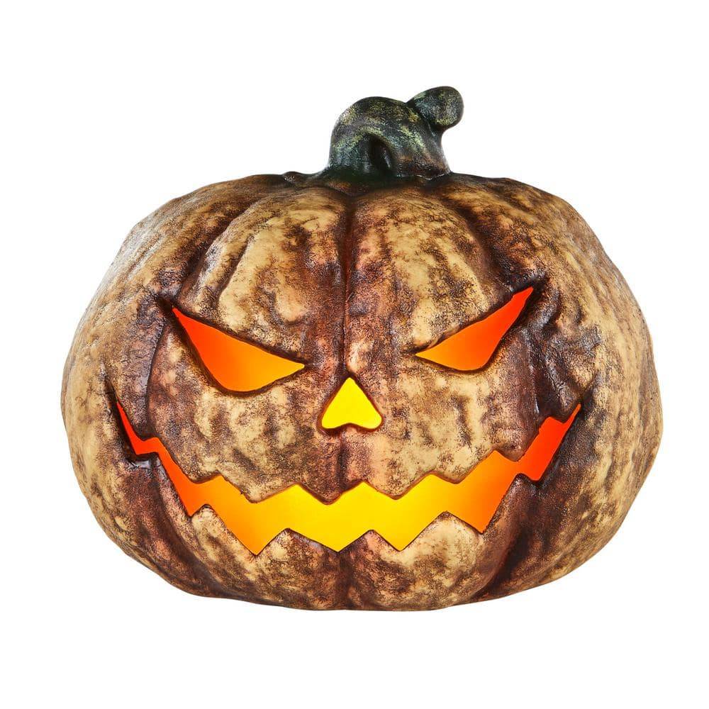 Home Accents Holiday 9 In. Led Spooky Flaming Jack-O-Lantern