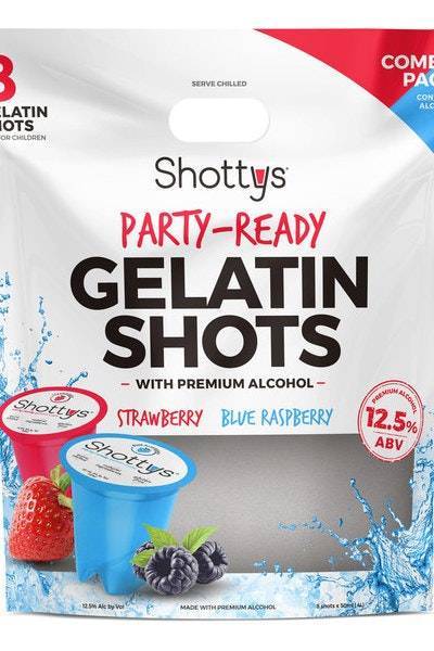 Shottys Gelatin Shots Combo pack -Strawberry/Blue Raspberry Premium Alcohol (8x 50ml pouches)