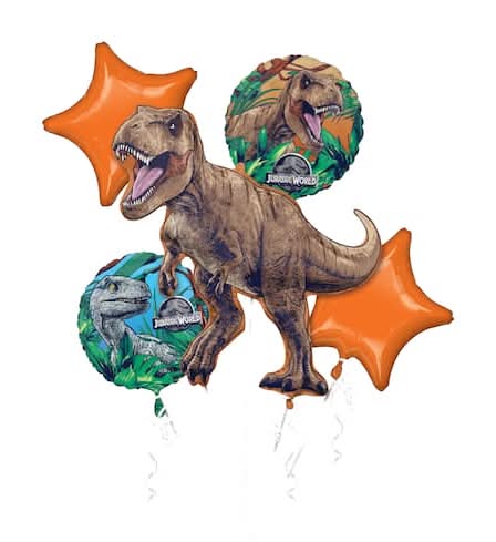 Inflated Jurassic World 5-Piece Foil Balloon Bouquet