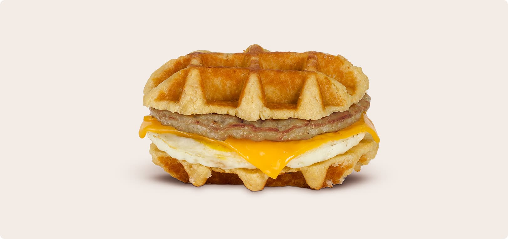 Turkey Sausage, Egg & Cheese on a Waffle