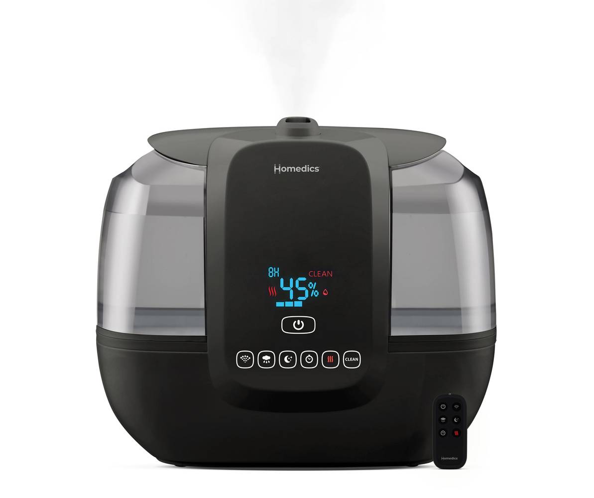 HOMEDICS Top-Fill 120-Hour 2-Gallon Tabletop Cool Mist/Warm Mist Electronic Humidifier (For Rooms Up To 587-sq ft) Black | UHE-WMTF355-BK