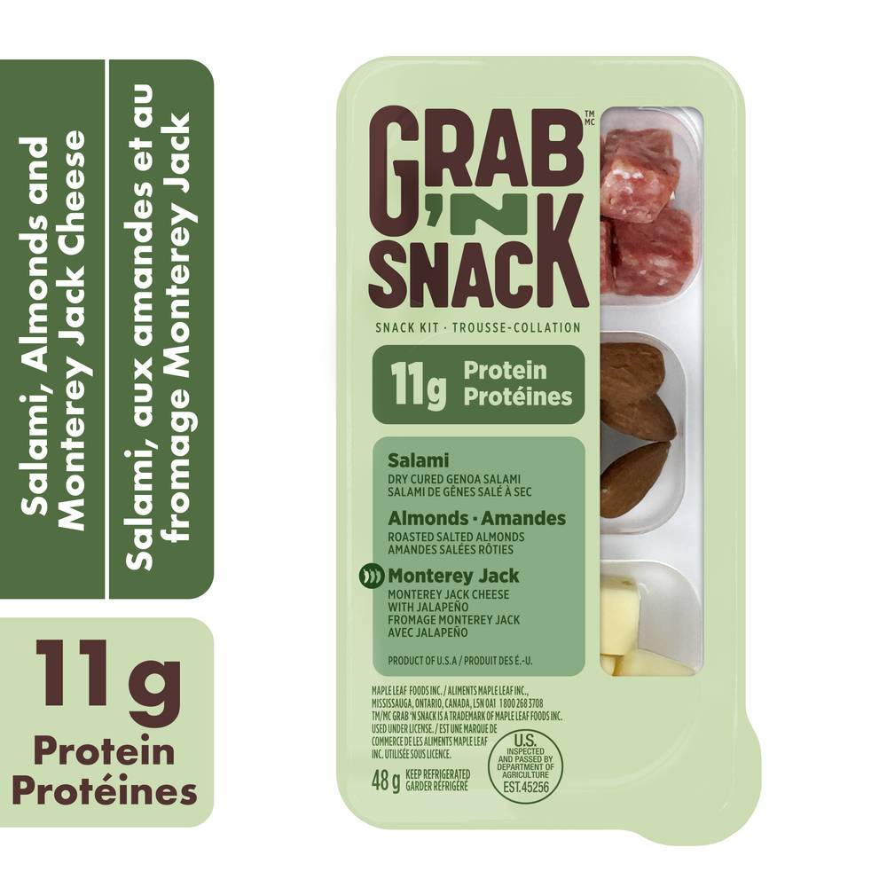 Grab 'N Snack Salami, Almonds, Monterey Jack Cheese Snack Kit (1.5 oz)