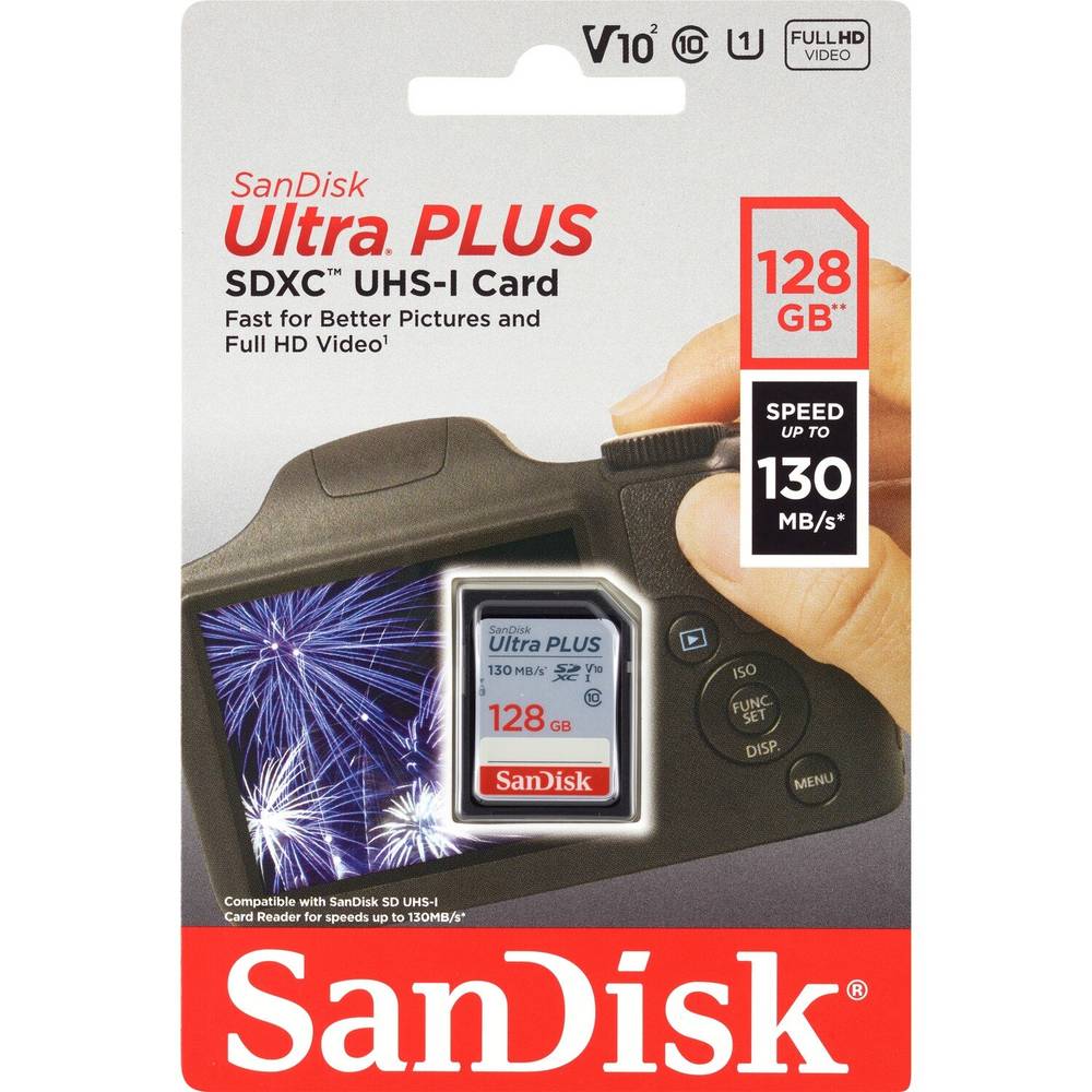 SanDisk Ultra PLUS SDHC UHS-1 Card, 128GB