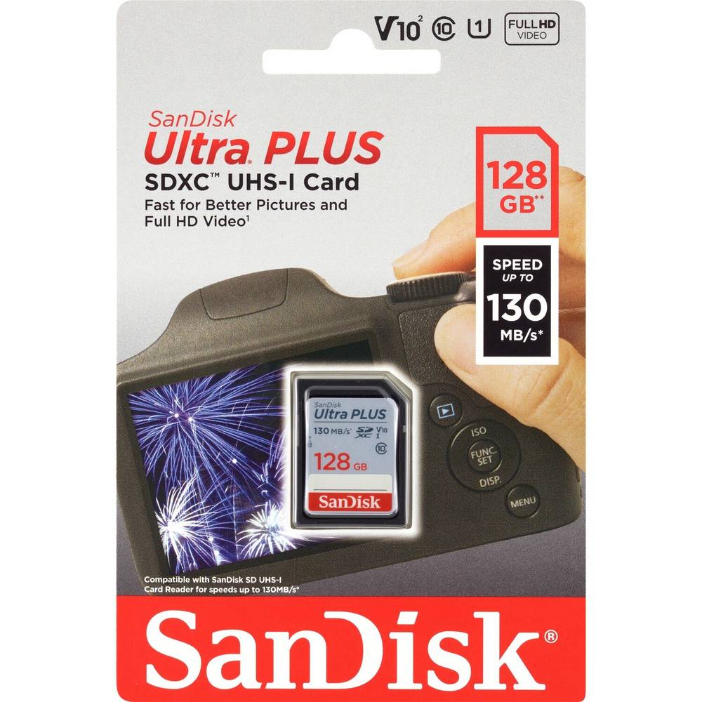 Sandisk Ultra Plus Sdhc Uhs-1 Card, 128Gb