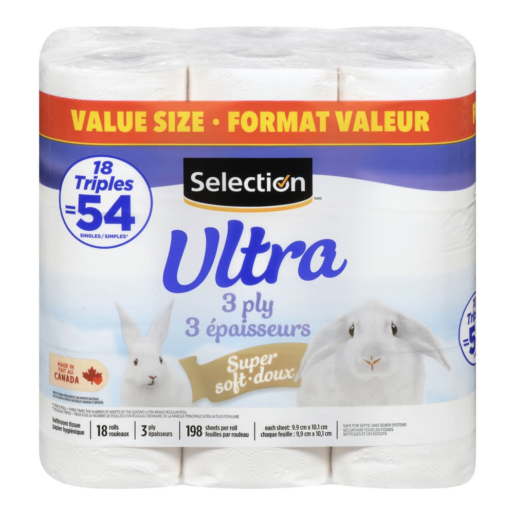 Selection Papier hygiénique triple épaisseur (18 un) - 3-Ply Bathroom Tissue (18 un)