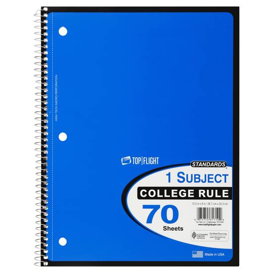 Top Flight Standards 1-subject Notebook, 70 Sheets