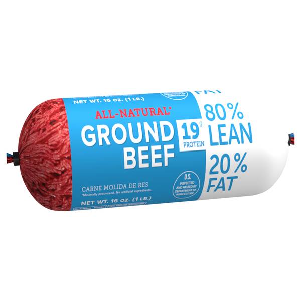 Tyson All Natural Ground Beef 80% Lean 20% Fat Roll