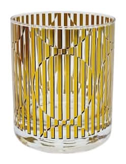 Jonathan Adler Michaels Geometric Stripe Glass Cup 10.8 oz, 3.18x3.93 in, Gold