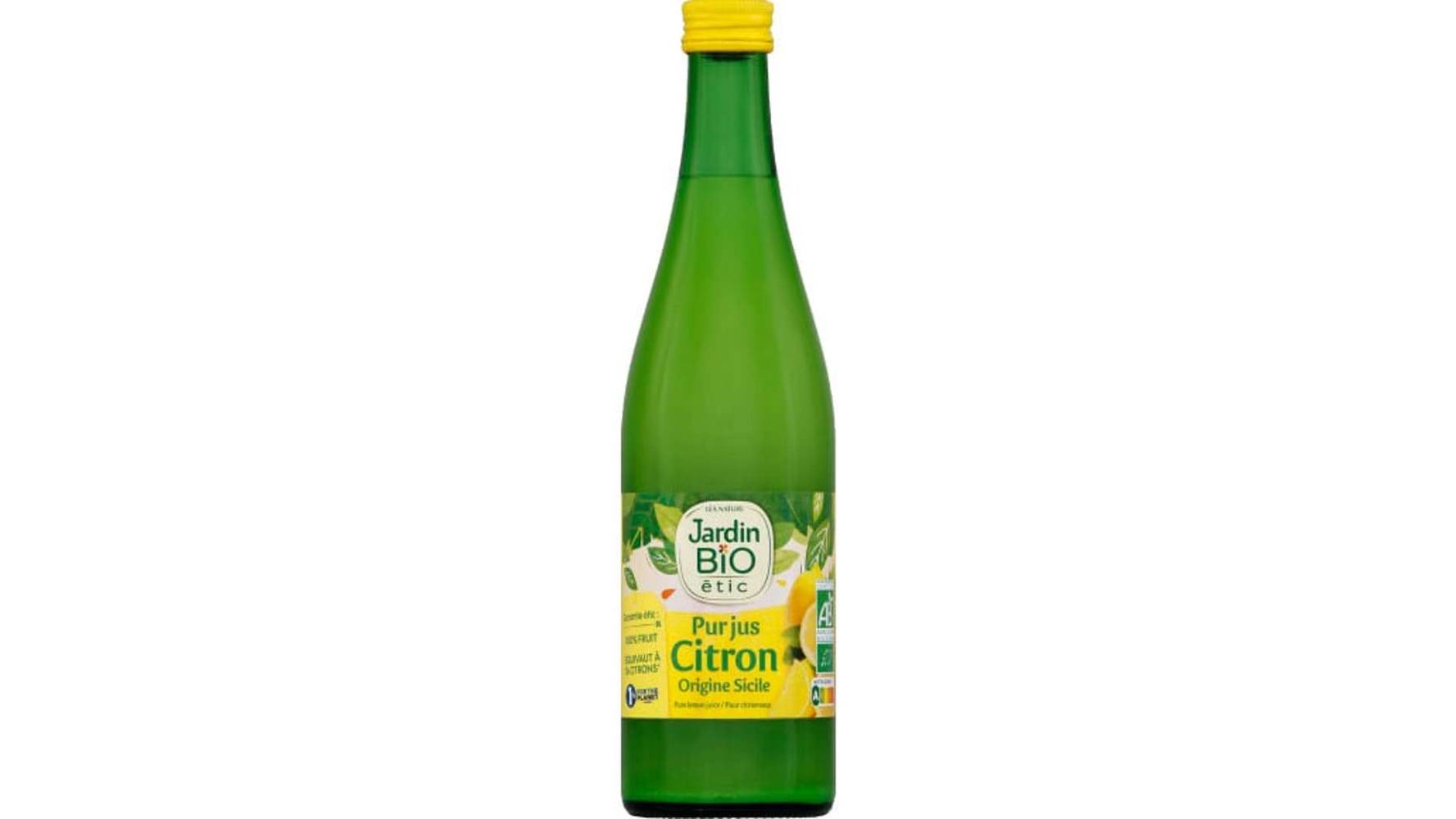 Jardin Bio Pur jus de citron, origine Sicile La bouteille en verre de 50cl