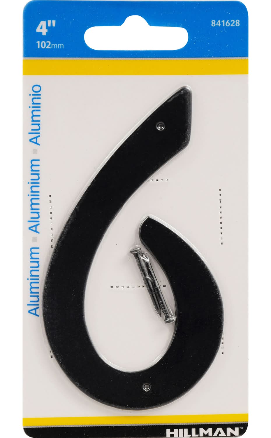 Hillman 4 In. Black Aluminum Nail-On Number 6 1 Pc