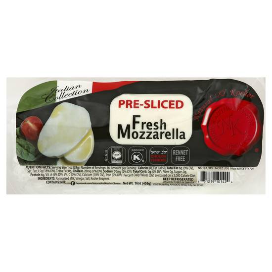 Natural & Kosher Pre Sliced Fresh Mozzarella
