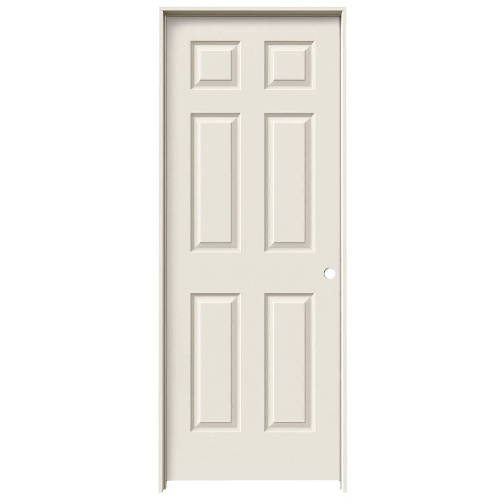 RELIABILT 30-in x 80-in Hollow Core 6-panel Left Hand Textured Primed Molded Composite Flat Jamb Single Prehung Interior Door | ABS612751