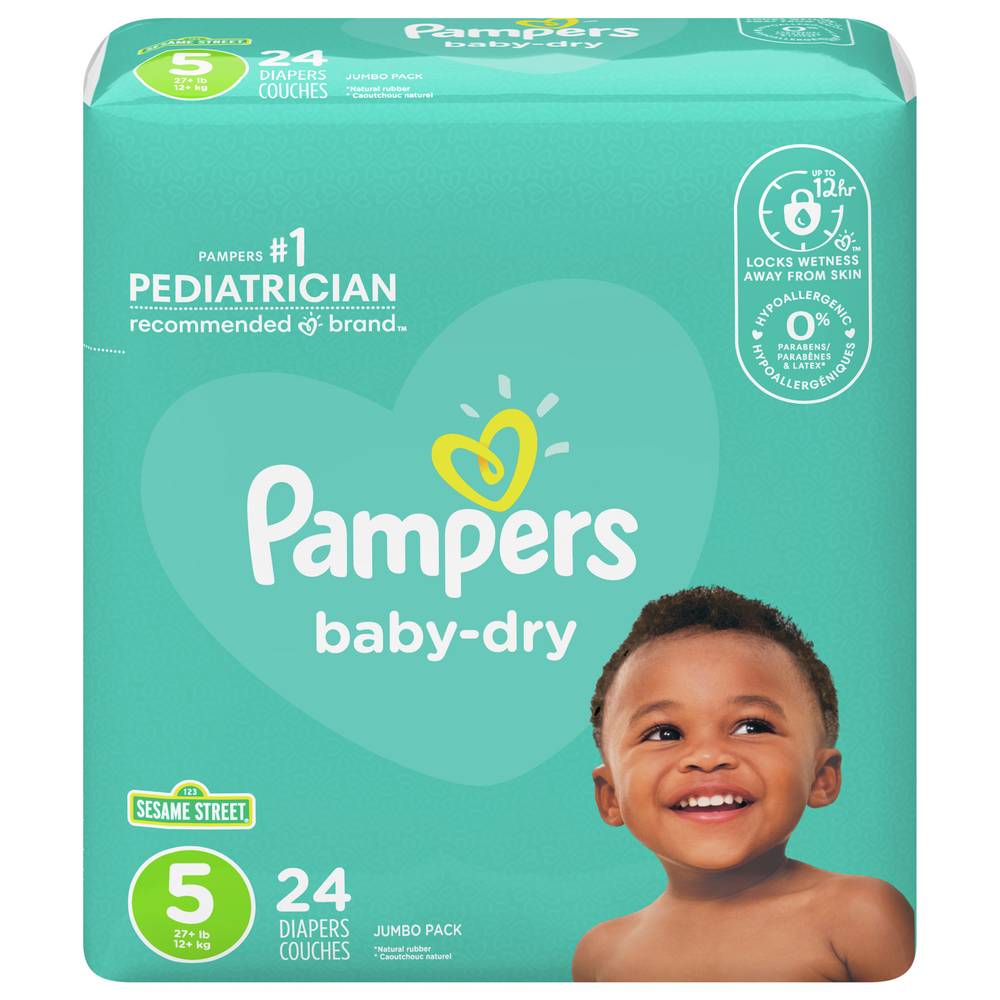 Pampers Baby Dry Day and Nights Diapers Couches (24 ct) (size 5 )