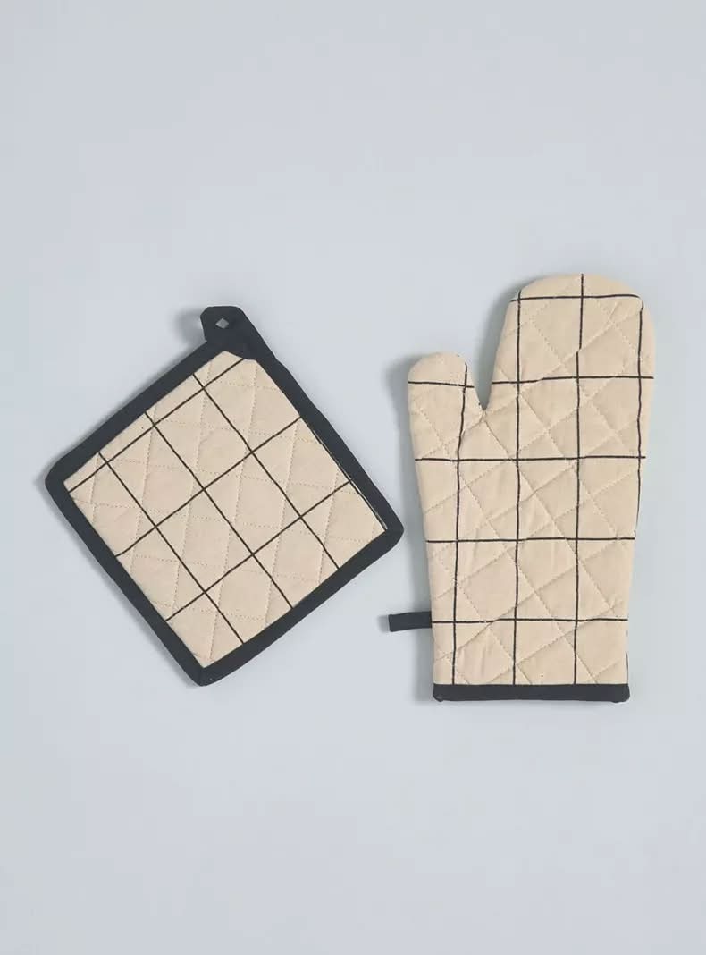 Attimo · Set guante de cocina + toma olla de algodón - Diseño 1 (2 un)