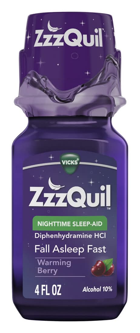 ZzzQuil Vicks Nighttime Sleep Aid Liquid, Warming Berry (4 fl oz)