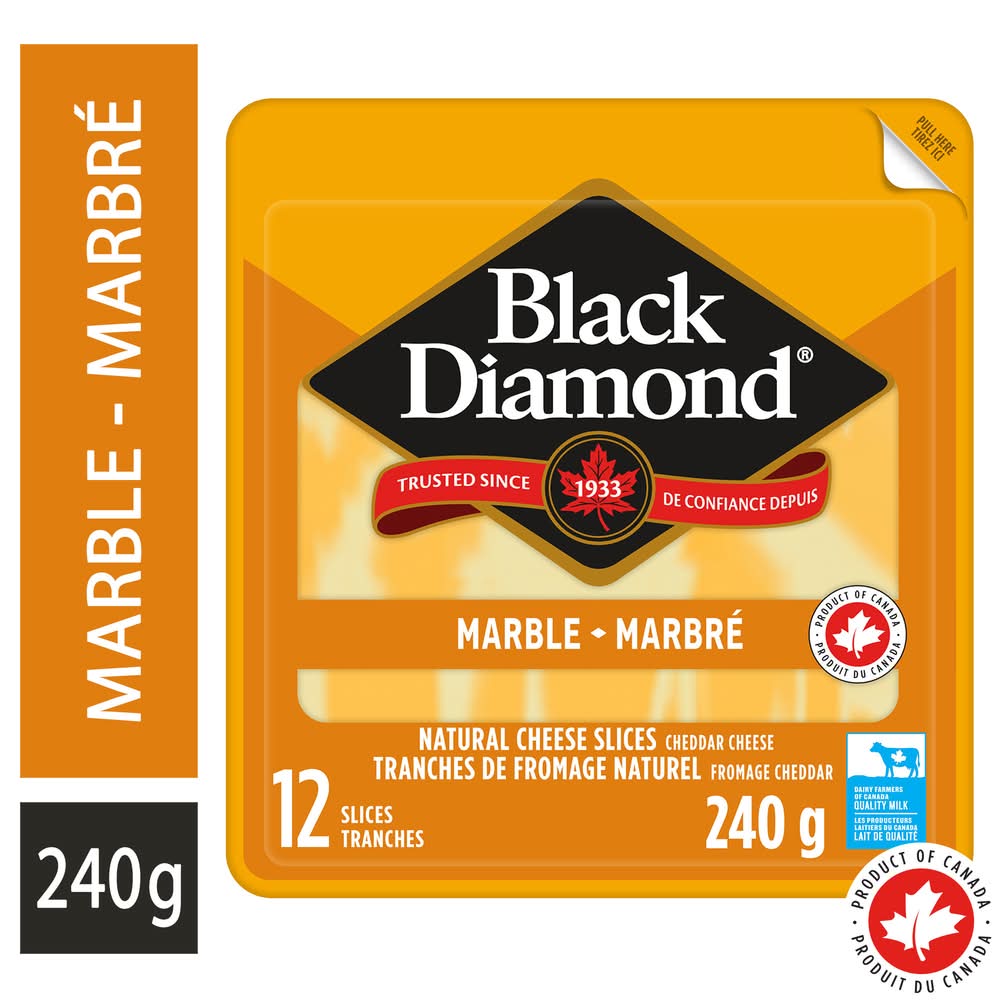 Black Diamond Marble Cheddar Natural Cheese Slices (240 g, 12 ct)