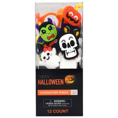 Festive Voice Happy Halloween Character Rings, 3Y+ (12 ct)