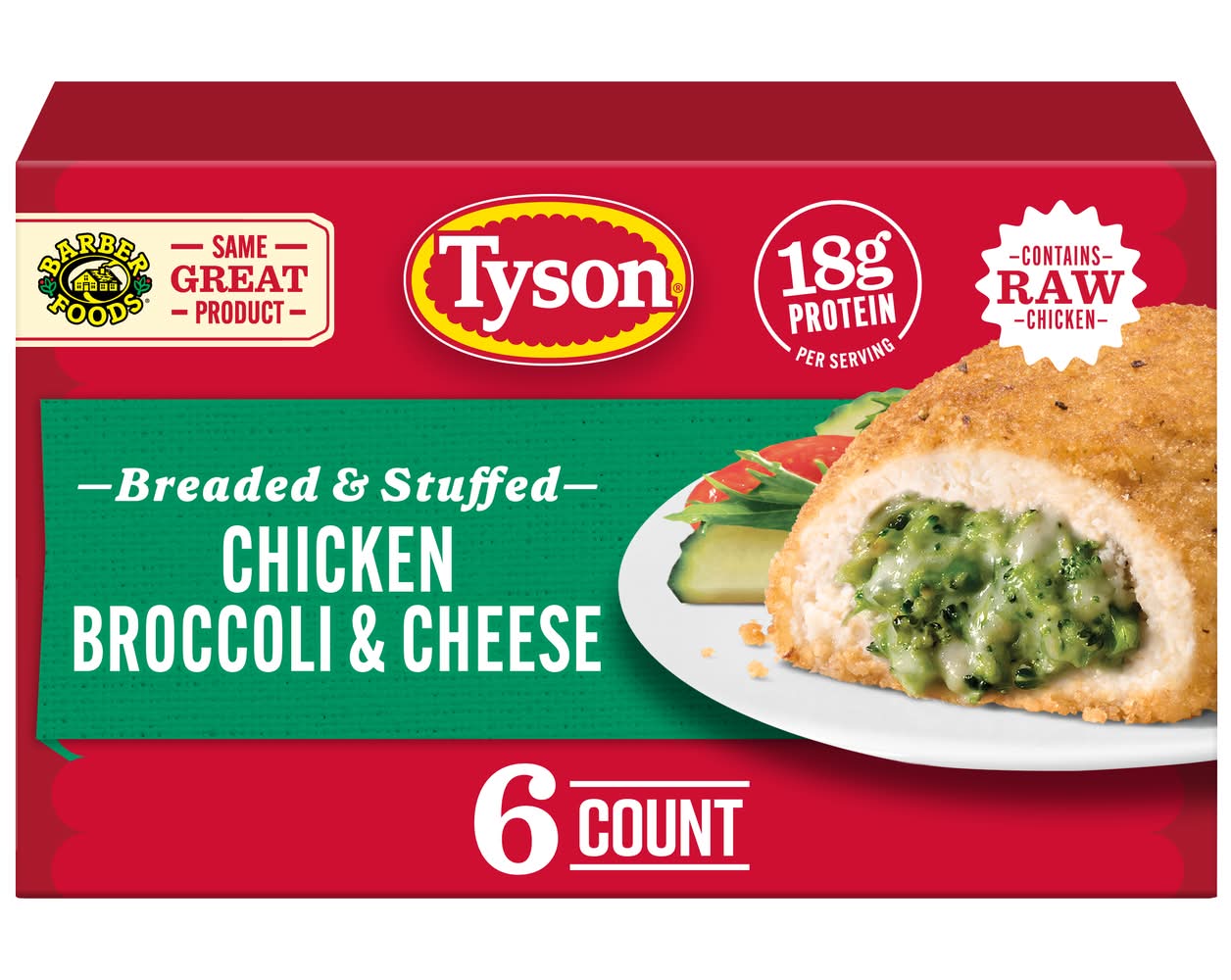Tyson Chicken Broccoli & Cheese Breaded & Stuffed Tenders (30 oz, 6 ct)