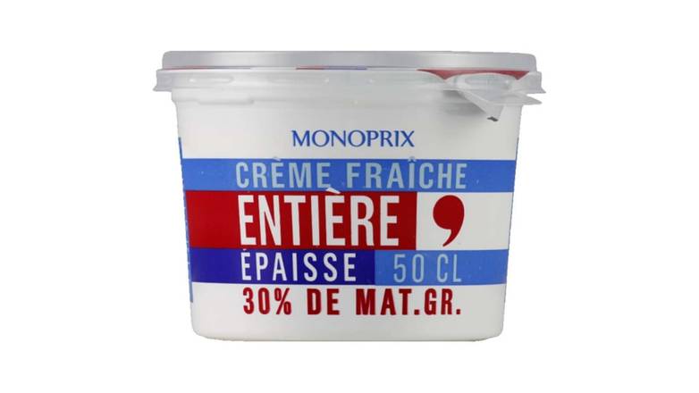 Monoprix Crème fraîche entière épaisse 30% MG Le pot de 50cl