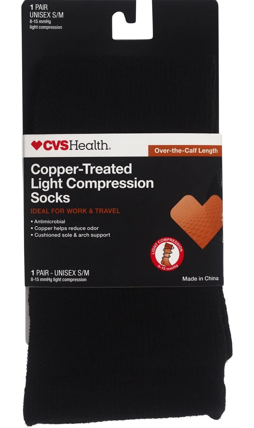 CVS Health Copper Treated Light Compression Socks, S/M