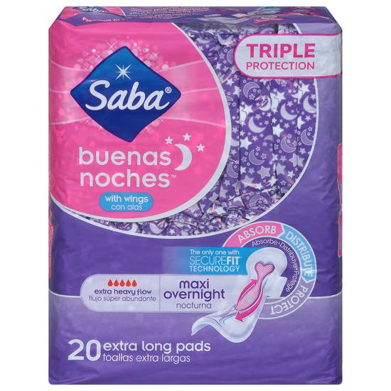 Saba Buenas Noches Xl Pads With Wings (20 ct)